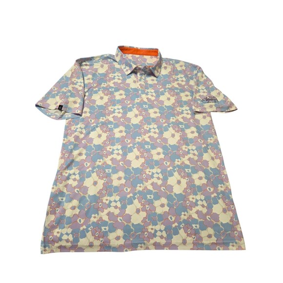 Swannies Golf Performance Polo Club Logo Collared Stretch Floral Men's L B25.1 - Picture 9 of 14